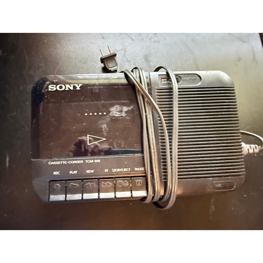 Sony TCM-818 Cassette-Corder Portable Desktop Tape Player Recorder Black AC